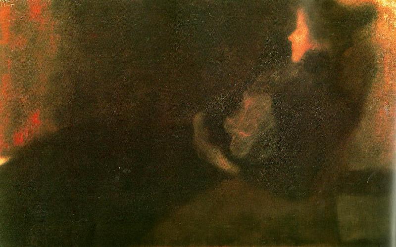 Gustav Klimt kvinna framfor brasan